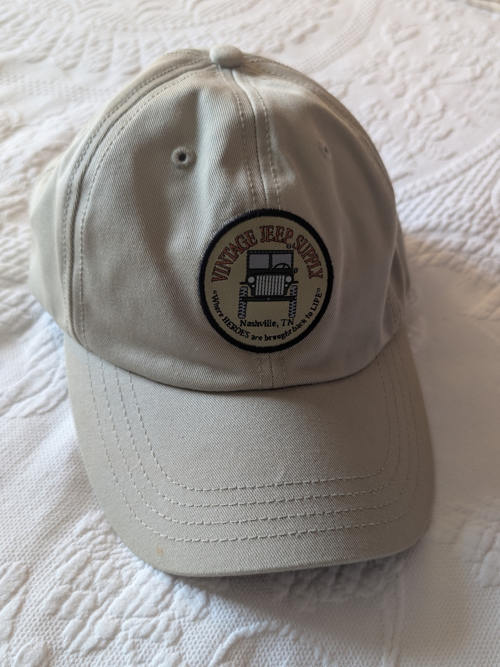 Vintage Jeep Supply Beige Baseball Cap